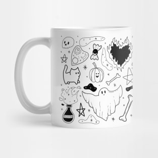 witchy ink pattern for halloween - black Mug